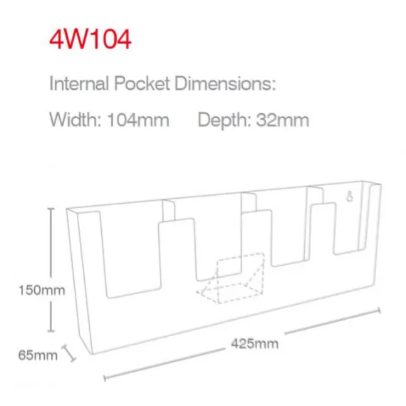 Brosjyreholder A6/A5, Vegg 4x1/3 A4-4W104
