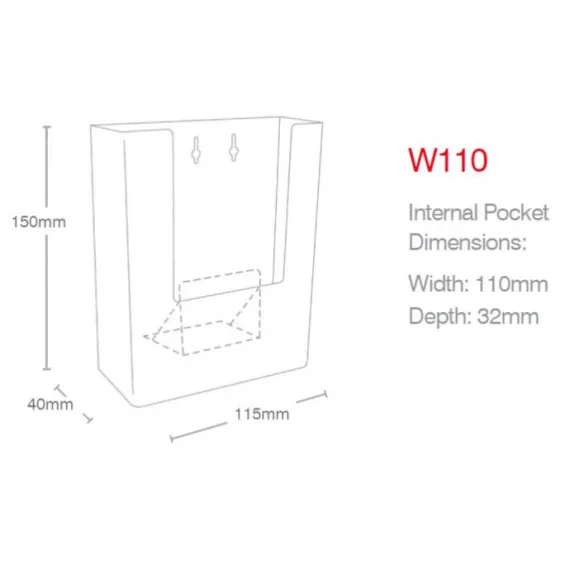 Brosjyreholder A6/A5, Vegg 1/3 A4-W110