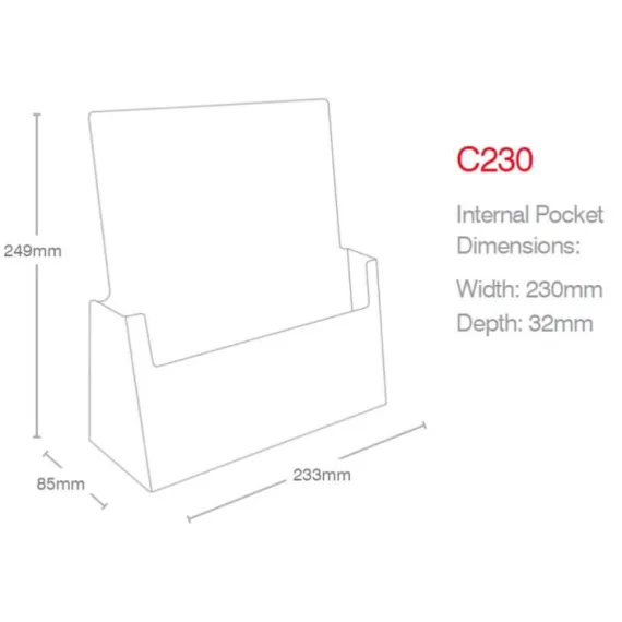 Brosjyreholder Bord A4 230x32mm-C230