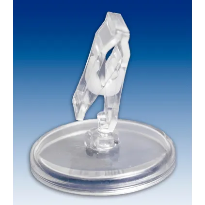 Plakatholder 50mm rund fot,liten klype, Transp