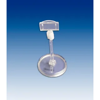 Plakatholder 50mm rund fot,50mm stang,27mm holder, Transp