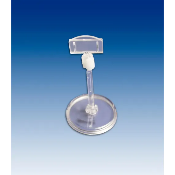 Plakatholder 50mm rund fot,50mm stang,27mm holder, Transp