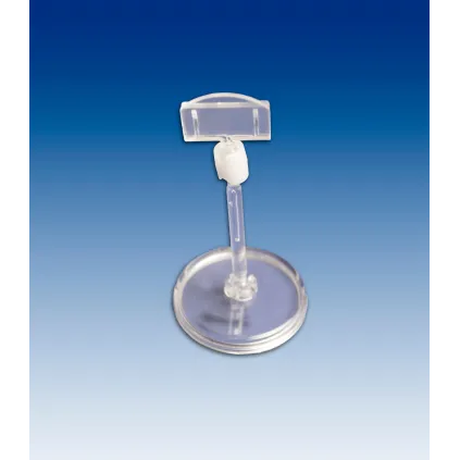 Plakatholder 50mm rund fot,50mm stang,27mm holder, Transp