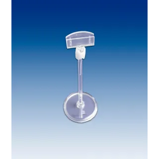 Plakatholder 50mm rund fot,100mm stang,27mm holder, Transp