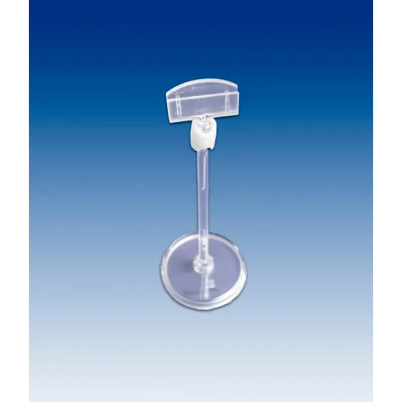 Plakatholder 50mm rund fot,100mm stang,27mm holder, Transp