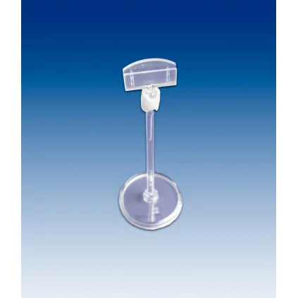 Plakatholder 50mm rund fot,100mm stang,27mm holder, Transp