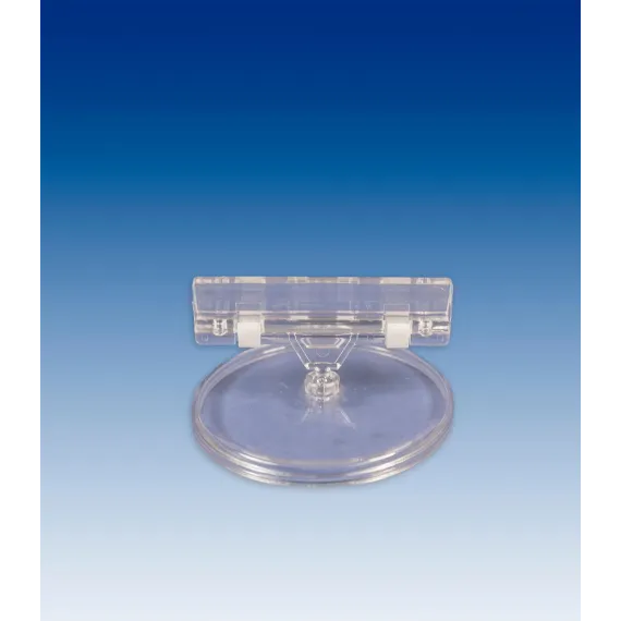 Plakatholder 85mm rund fot,80mm klype, Transp