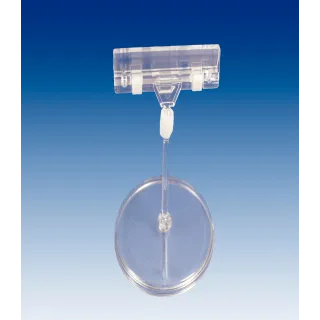 Plakatholder 85mm rund fot,50mm stang,80mm klype, Transp