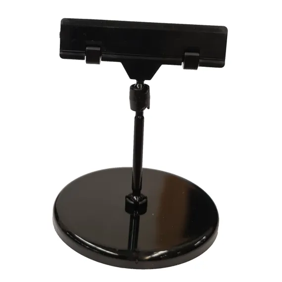 Plakatholder, 85mm rund fot, 50mm stang, 80mm klype, Sort