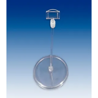 Plakatholder 85mm rund fot,100mm stang,27mm holder, Transp