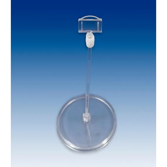 Plakatholder 85mm rund fot,100mm stang,27mm holder, Transp