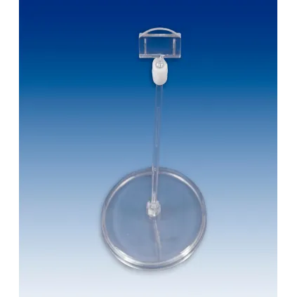 Plakatholder 85mm rund fot,100mm stang,27mm holder, Transp