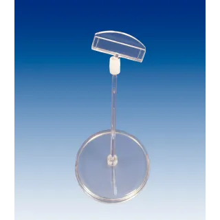 Plakatholder 85mm rund fot,100mm stang,50mm holder, Transp