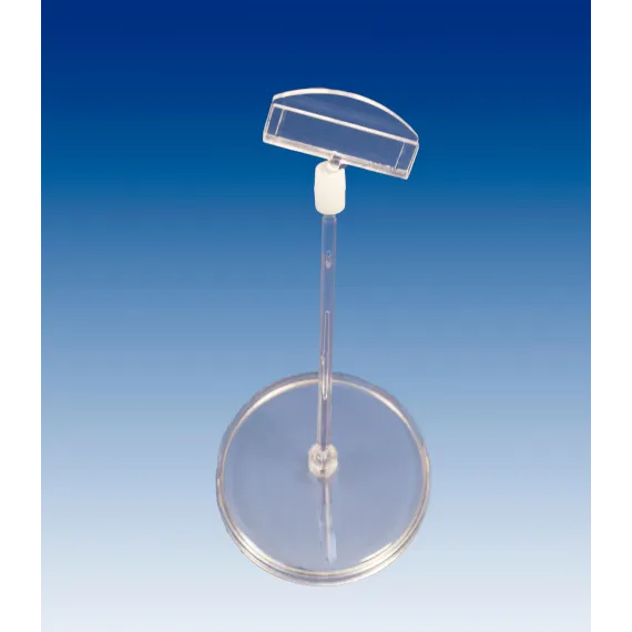 Plakatholder 85mm rund fot,100mm stang,50mm holder, Transp