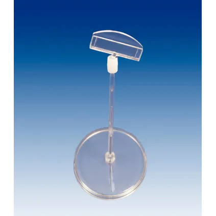 Plakatholder 85mm rund fot,100mm stang,50mm holder, Transp