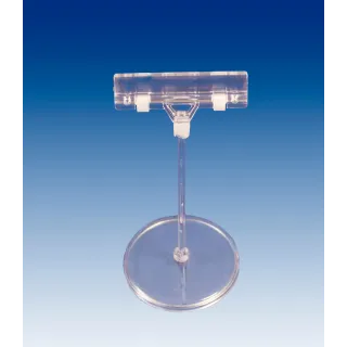 Plakatholder 85mm rund fot,100mm stang,80mm klype, Transp