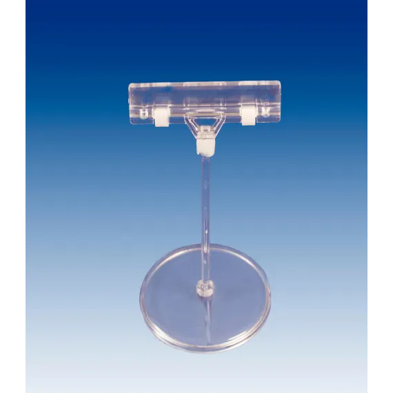 Plakatholder 85mm rund fot,100mm stang,80mm klype, Transp