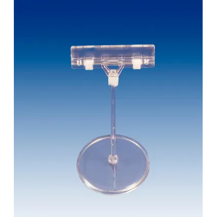 Plakatholder 85mm rund fot,100mm stang,80mm klype, Transp