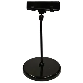 Plakatholder, 85mm rund fot, 100mm stang, 80mm klype, Sort