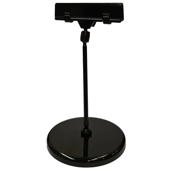 Plakatholder, 85mm rund fot, 100mm stang, 80mm klype, Sort