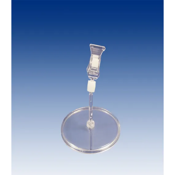 Plakatholder 85mm rund fot,50mm stang,liten klype, Transp