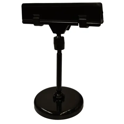 Plakatholder, 50mm rund fot, 50mm stang, 80mm klype, Sort