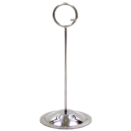 Plakatholder chrom m/ stang og stålring, fot Ø57mm, H:254mm