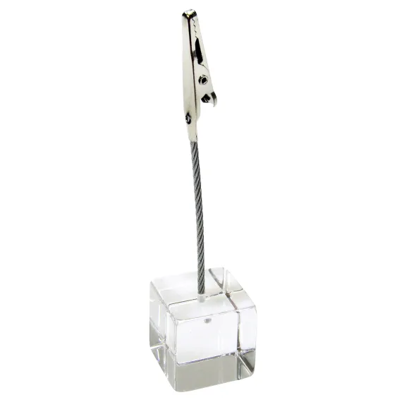 Skiltholder med krokodilleklype H120mm akrylkube