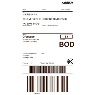 Thermoetikett Frakt, 102x191, Hylse Ø40 (rl á 300 stk)