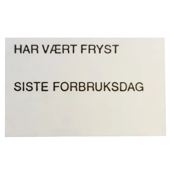 Etikett 26x16 - Hvit Fryselim (Har vært fryst+Siste forbruksdag)