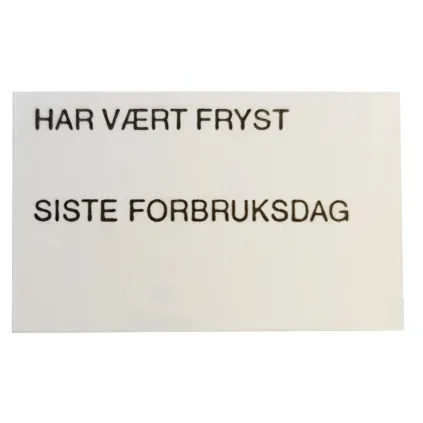 Etikett 26x16 - Hvit Fryselim (Har vært fryst+Siste forbruksdag)
