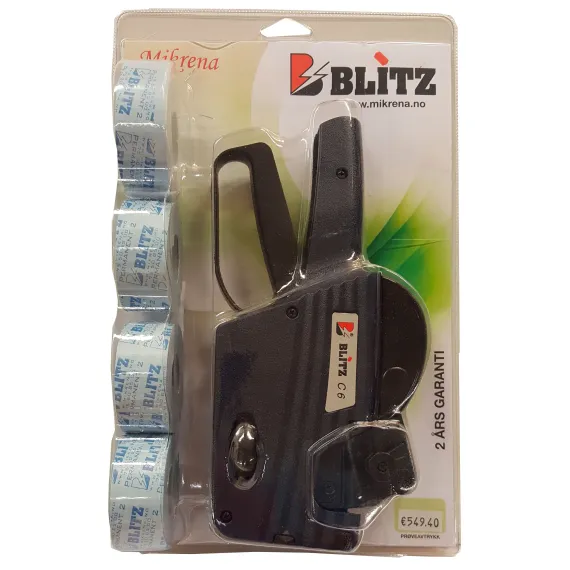 Prismaskin Blitz C6, Displaypakn. m/ 4 rl etiketter