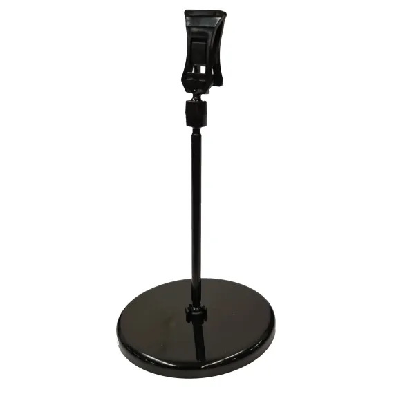 Plakatholder, 85mm rund tung fot, 100mm stang, liten klype, Sort