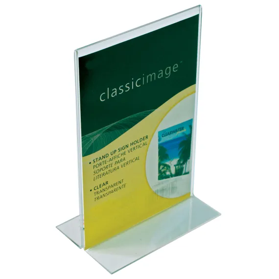 Brosjyre-/menyholder A5, 1,5mm,rett"T"Stående