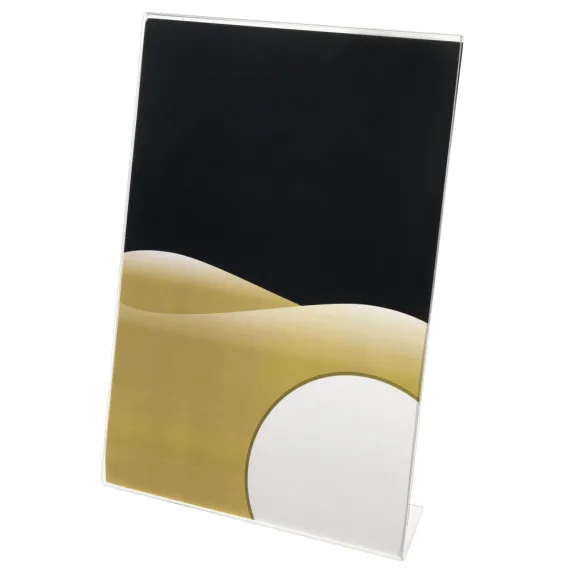 Brosjyre-/menyholder A7, 1,5mm,skrå"L"Stående