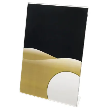 Brosjyre-/menyholder A7, 1,5mm,skrå"L"Stående