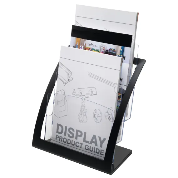 Brosjyreholder 3xA4, Akryl/ Sort