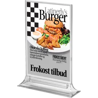 Meny-/brosjyreholder Upright Leaflet,A4,Akryl