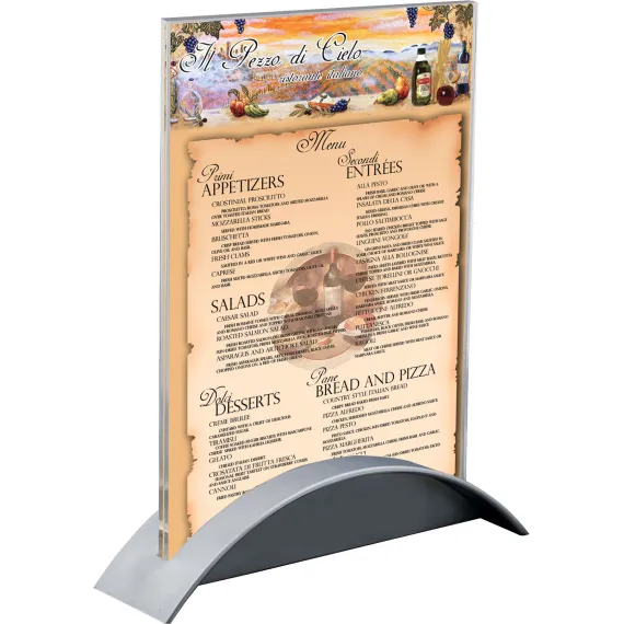 Meny-/brosjyreholder Rocket A5,Akryl/Grå holder,Stående