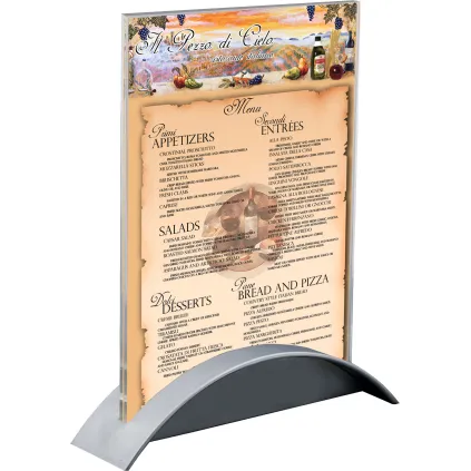 Meny-/brosjyreholder Rocket A5,Akryl/Grå holder,Stående