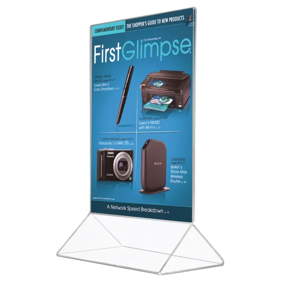 Meny-/brosjyreholder Delta A4,Akryl,Stående