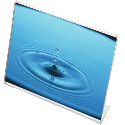 Brosjyre-/menyholder A6, 2mm, skrå"L"Liggende