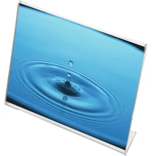 Brosjyre-/menyholder A3, 3mm, skrå"L"Liggende