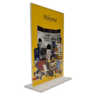 Brosjyre-/menyholder A5, 2mm,rett"T"Stående