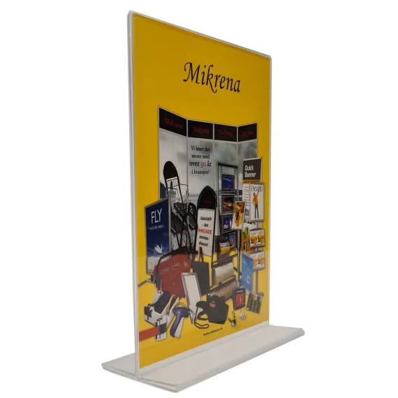 Brosjyre-/menyholder A5, 2mm,rett"T"Stående