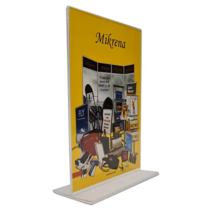 Brosjyre-/menyholder A3, 3mm,rett"T"Stående