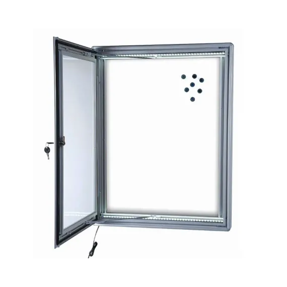 Infoskap whiteboard LED, 4xA4 m/lås, B 59 x H76, d. 50mm