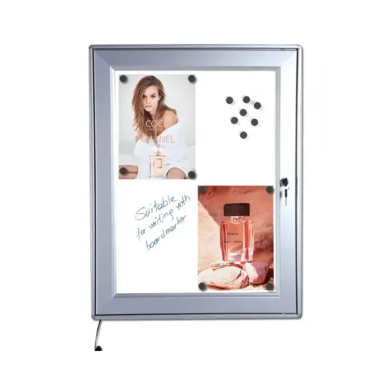 Infoskap whiteboard LED, 6xA4 m/lås, B 59 x H108, d. 50mm