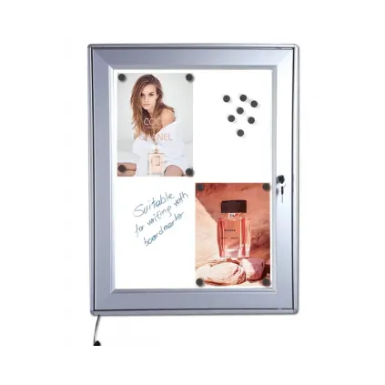 Infoskap whiteboard LED, 6xA4 m/lås, B 59 x H108, d. 50mm