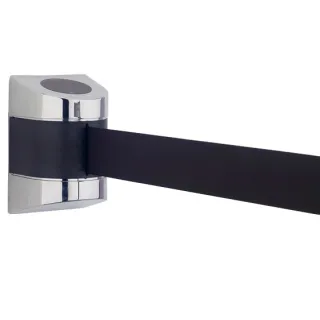 Sperrebånd Tensa, Vegg, 4,6m Sort bånd, Sølvfarget Spole